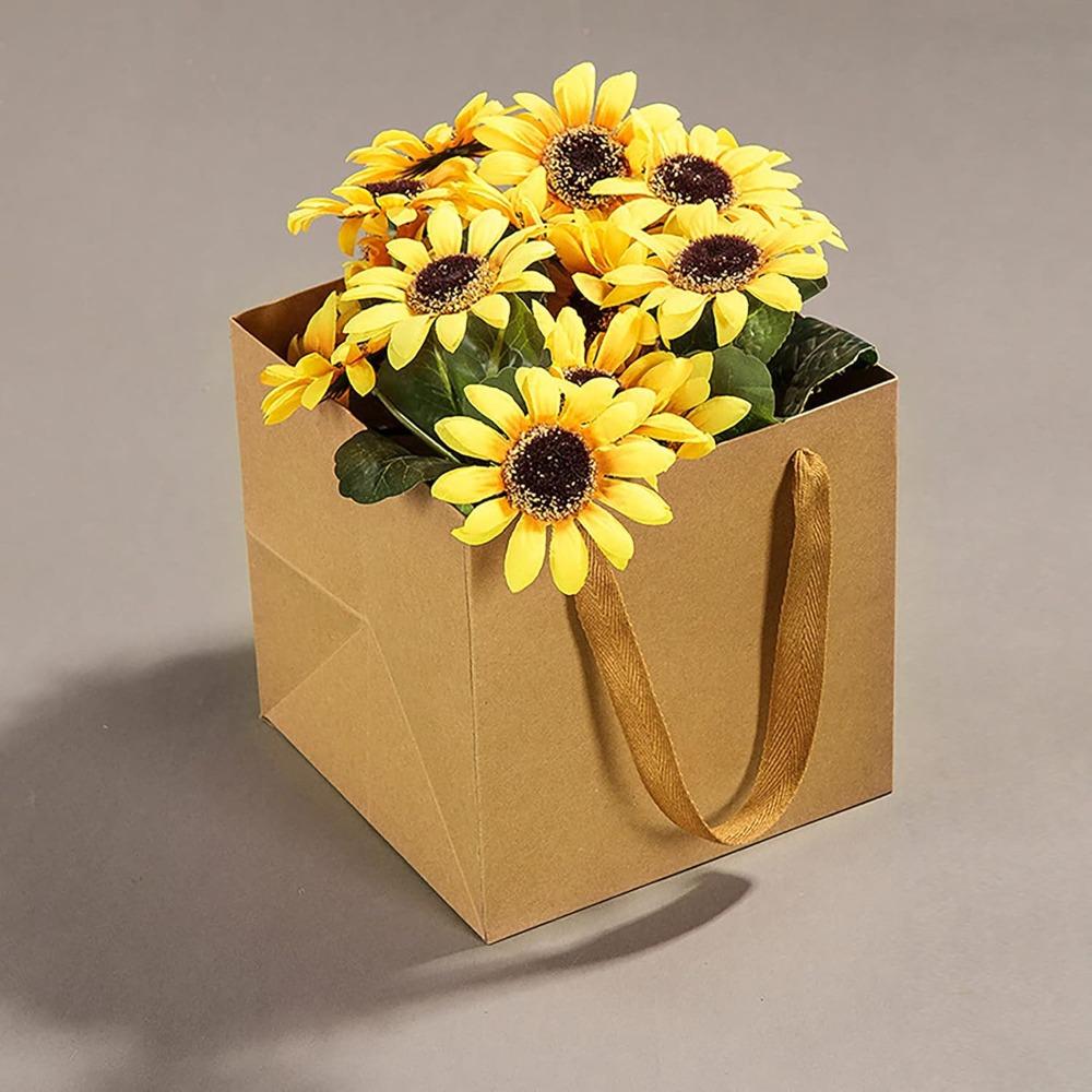 8pcs Square Gift Bags with Handles 3 Sizes Gift Wrap and Shopping Bags Large Retail Business Packaging Bags Bouquet Flower Tote Bag Gift Shopping Bags