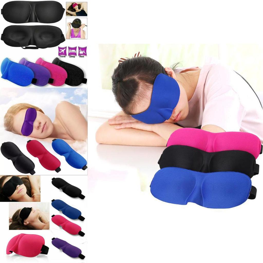 Mask Eye 3d Luxury Black Reusable Relaxing Night Travel Sleep Sleeping Blackout