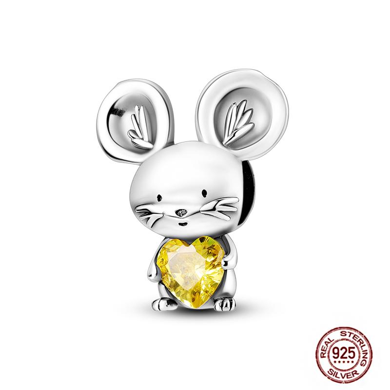 Fit Original Pendant Animal Charmscopper Pink Heart Pet Cat Dog Blue Owl Squirrel Beads Bracelet Women Diy Birthday Jewelry