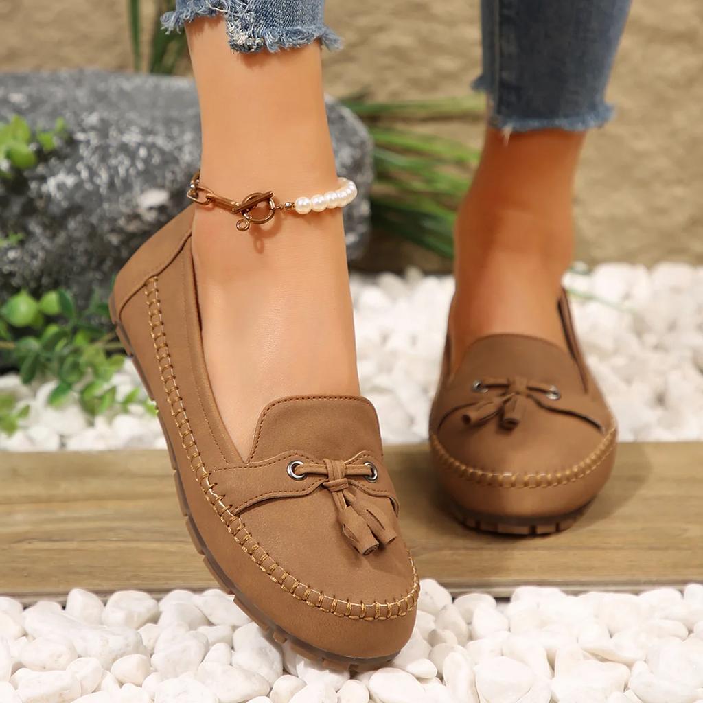 Spring Size 43 Sewing Women's Shoes Comfortable Non-slip Flats Lace-up Soft Sole Women Casual Shoes Comfort Women Loafers2025