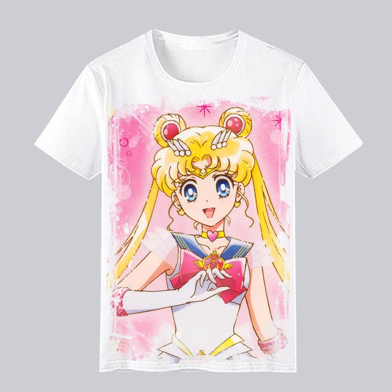 Japanese Girl Warrior Short Sleeved Tshirt for Womens Summer Water Ice Moon Rabbit Anime Peripheral Casual Half Sleeved