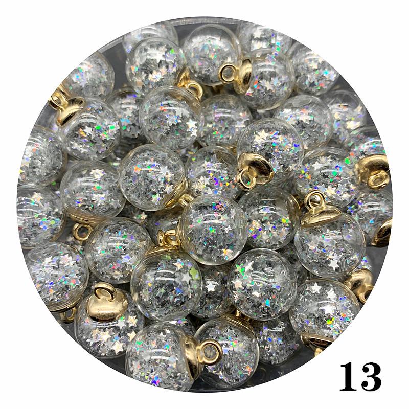 Star Sequin Glass Ball Pendant for Nail Art, Necklaces, Hair Accessories & Keychains