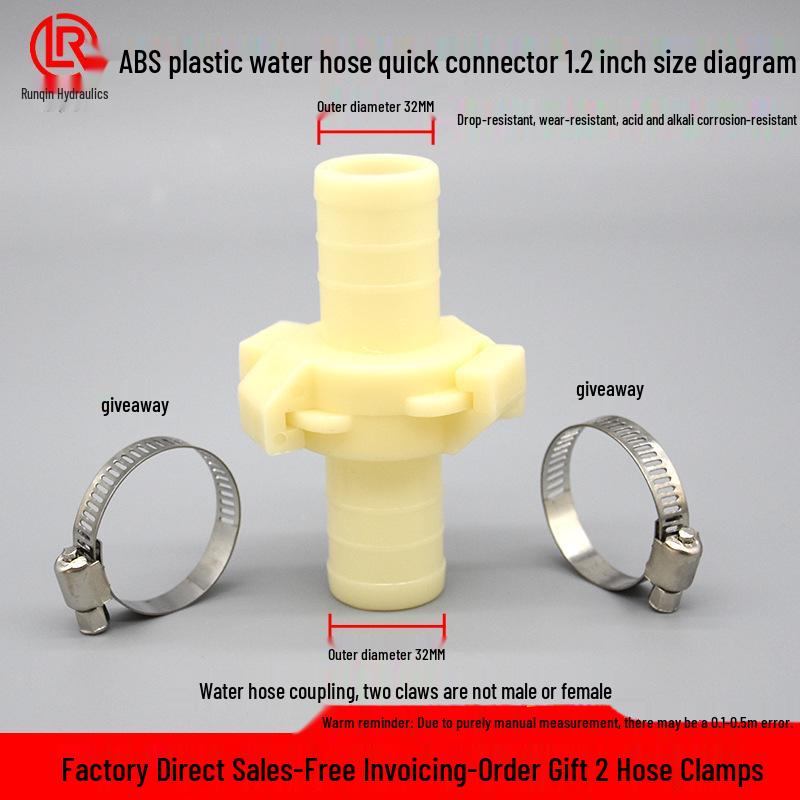 Durable ABS Plastic Quick-Connect Water Hose Connector, Corrosion & Drop Resistant, Available in Sizes: 1, 2, 3, 4 Inch.