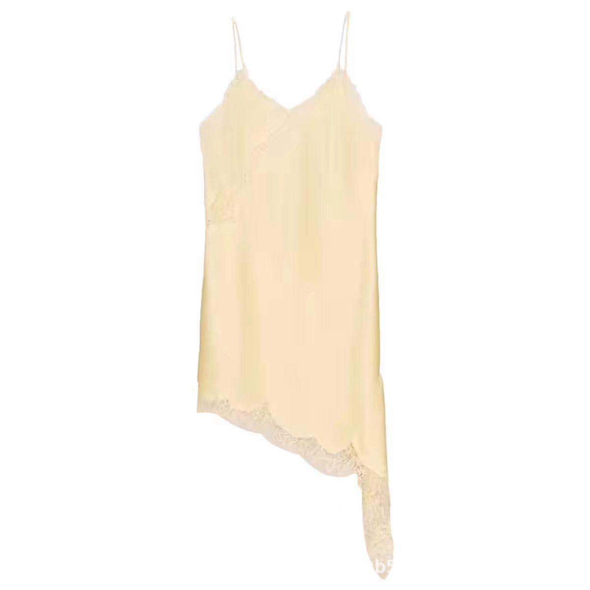 2025 Summer Women s Spaghetti Strap Lace Floral Dress with Irregular Hem - European & American Style Medium