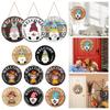 Halloween Gnome Welcome Sign with Magnetic Removable Hats Creative Wood Decoration Plate for Front Doors Porches Wall Decor