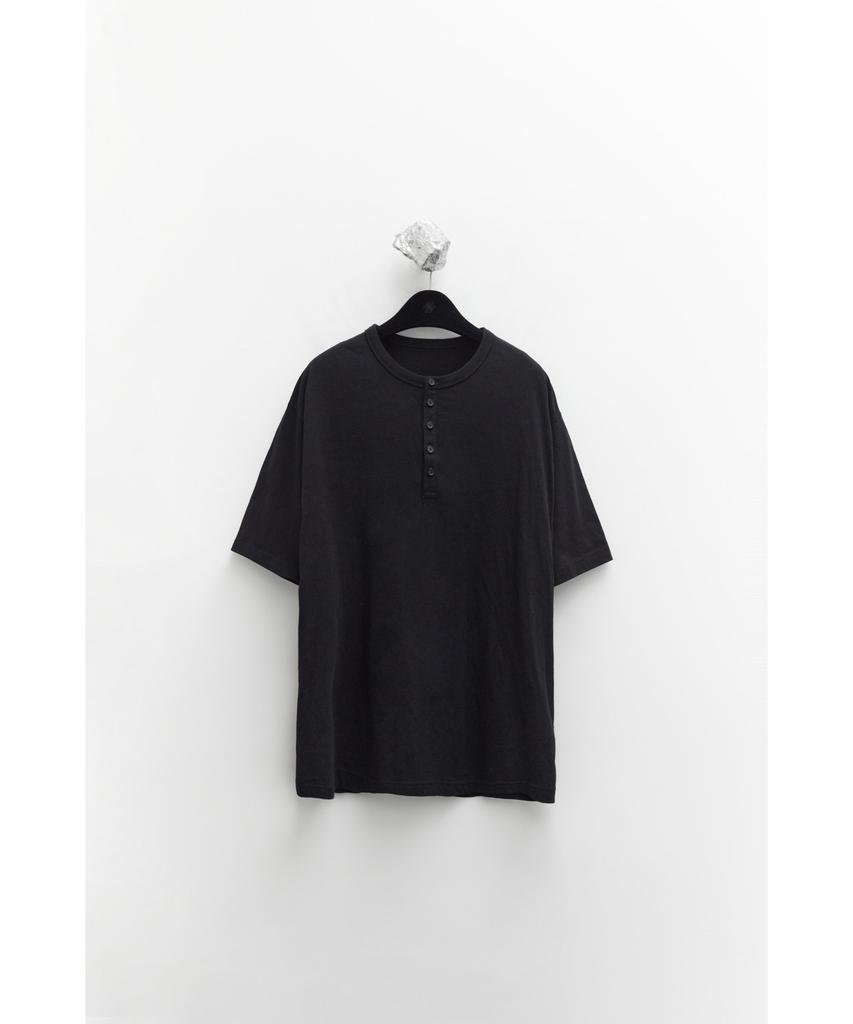 YOUTH Henley Neck H/S T-Shirt - Black