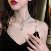Light Luxury Temperament Full Diamond Large Circular Pearl Necklace Design Sense Splicing Collarbone Chain Women Sexy Jewelry