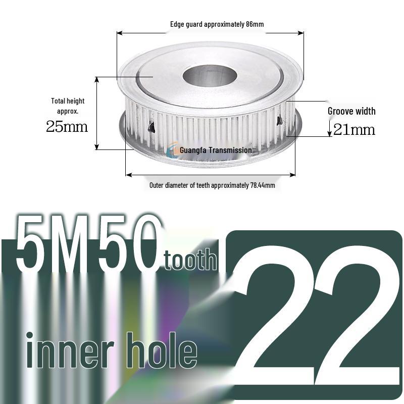 Dual-Sided Flat Timing Pulley: 5M50 Teeth, Width Options 11/16/21/27AF, Bore Size 8-30.
