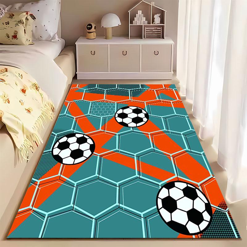 Soccer Pattern Hexagonal Carpet suitable as a non-slip mat for the living room or bedroom sofa