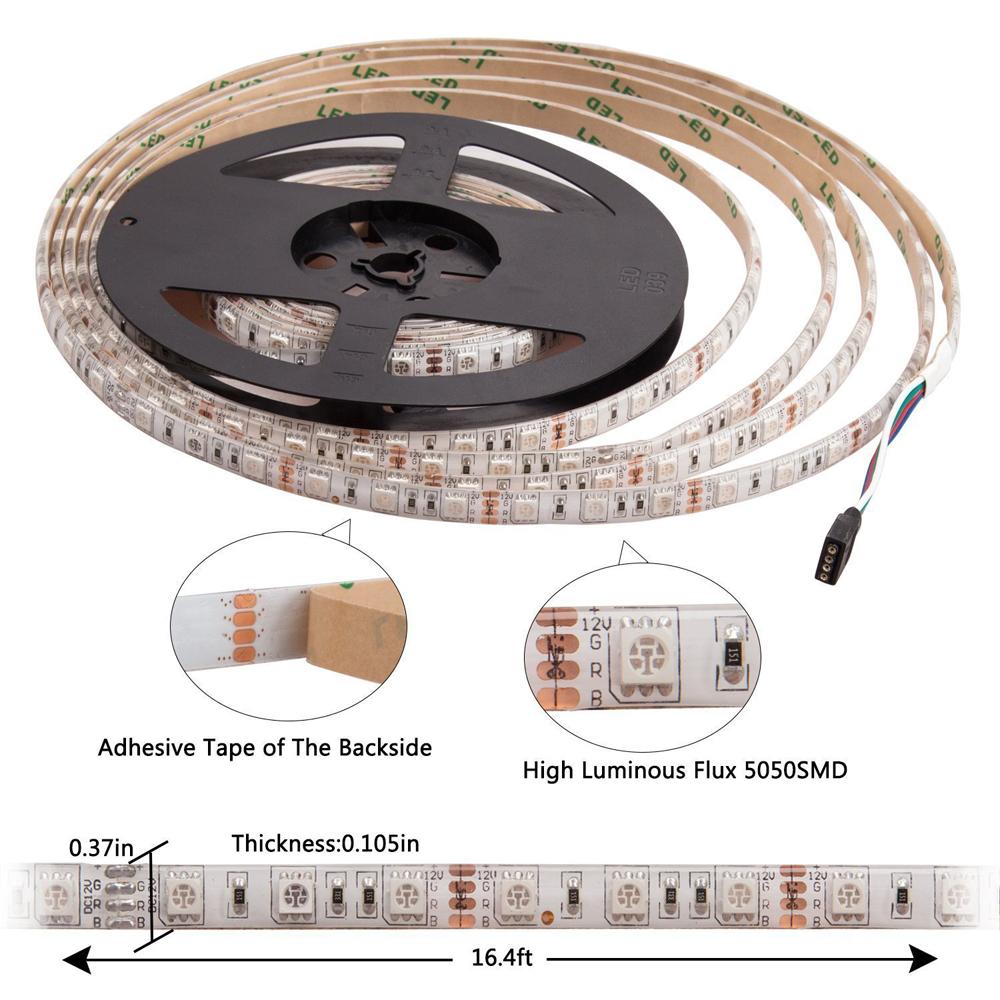 SMD 5050 RGB LED Strip Waterproof DC 12V 24V LED Light Strips 1m 5M 300LED 60LED/M RGB Flexible Neon Tape Luz Home Christmas Lig