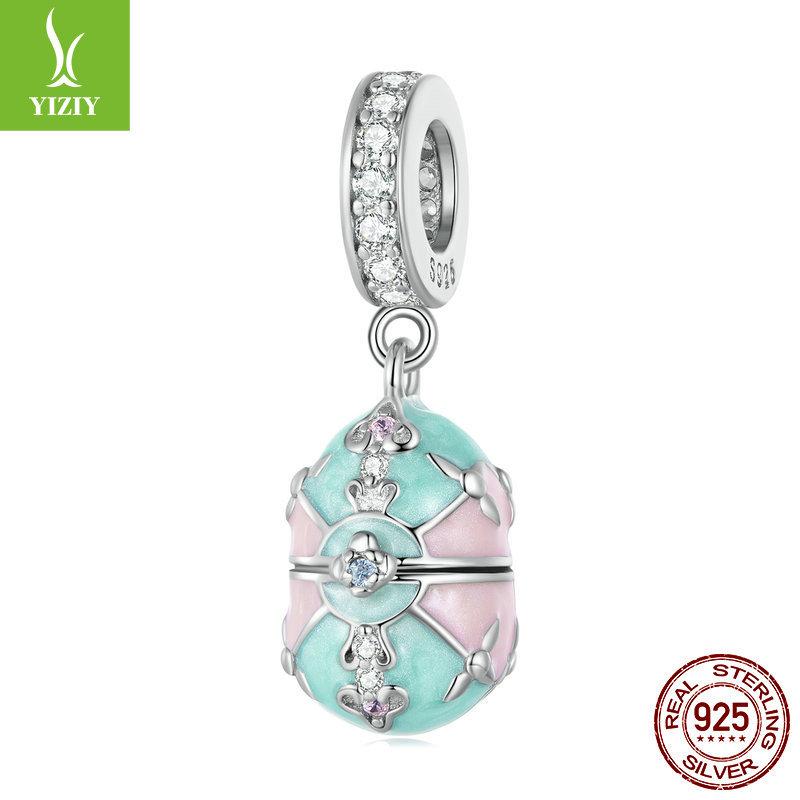 Easter Egg Diy Bracelet Beads, Love Rabbit S925 Silver Silicone Positioning Beads