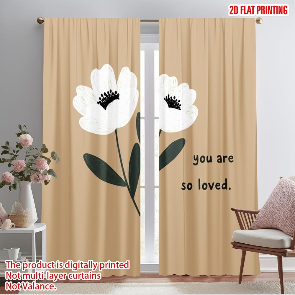 

2pcs 2D flat printing Window Curtains You Are So Loved Flowers_a Polyester Without Electricity Party Decorations for room decor 52.50×116.00 CM 2pcs