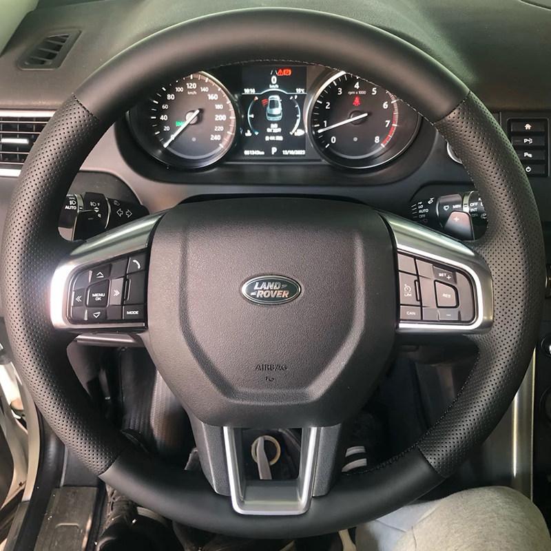 Leather Fibre for Land Rover Range Rover Sport Evoque Velar Discovery 4 Sport Freelander 2 Hand Sewing Car Steering Wheel Cover