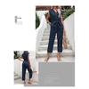 2026 Summer Sleeveless V-Neck Nine-Point Waist-Cinching Women's Casual Versatile Jumpsuit