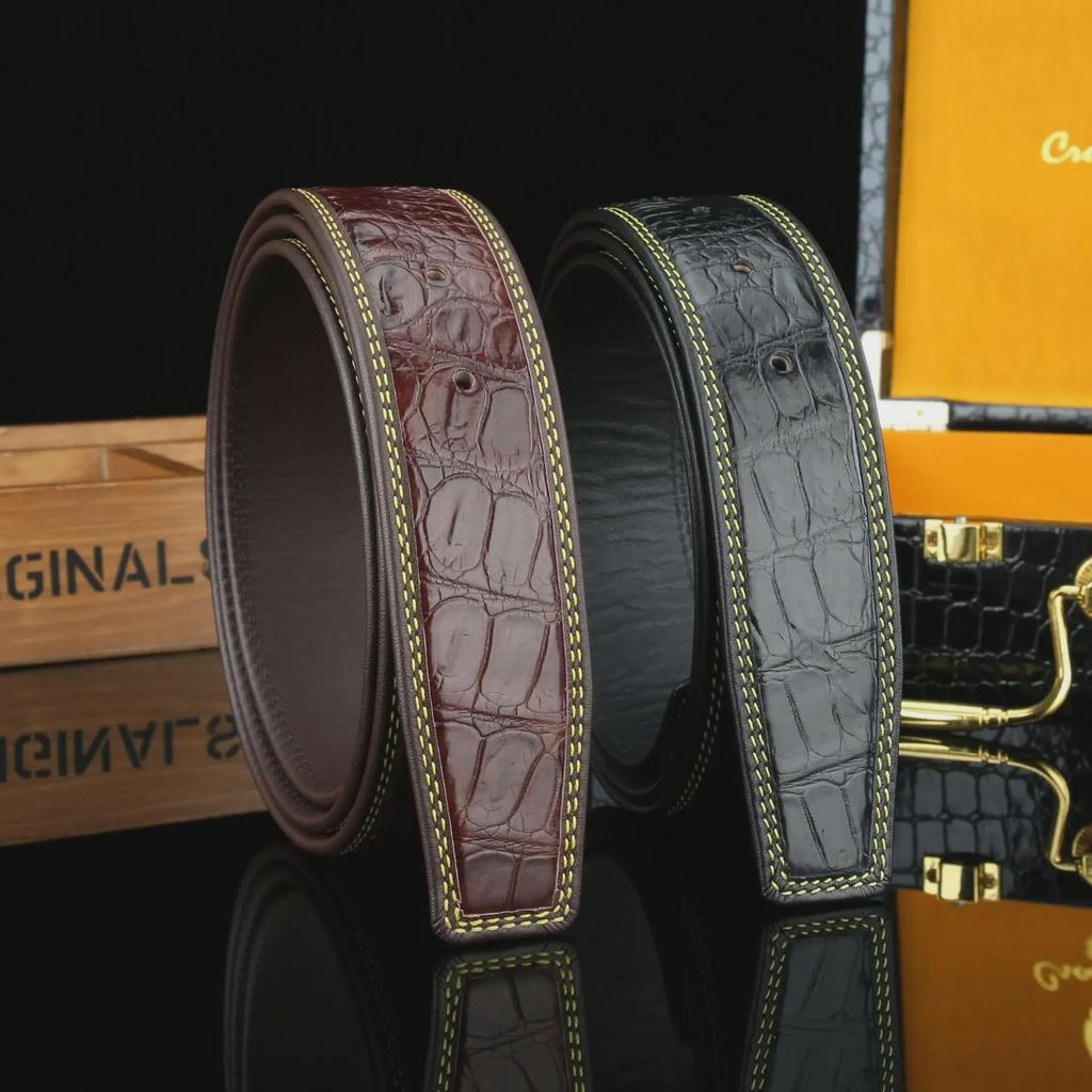 Authentic Crocodile Leather Belt - Durable, Versatile, Casual & Business, 3.8 Cm Wide