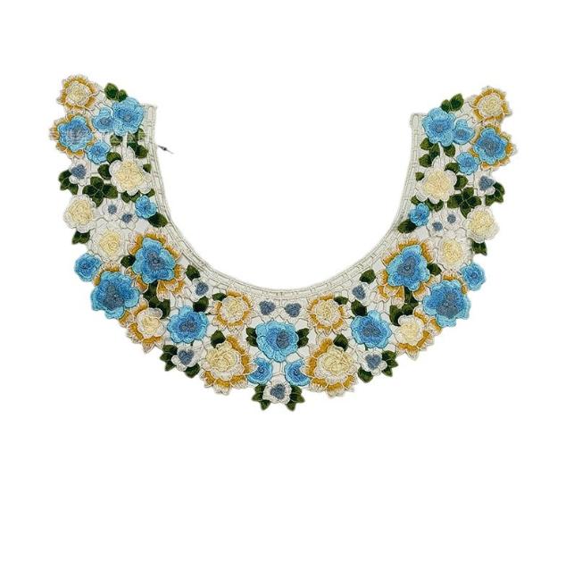 

Вишитий порожнистий комір Квітка Дитячий одяг Декорація Накладний комір Шарф One Size синій