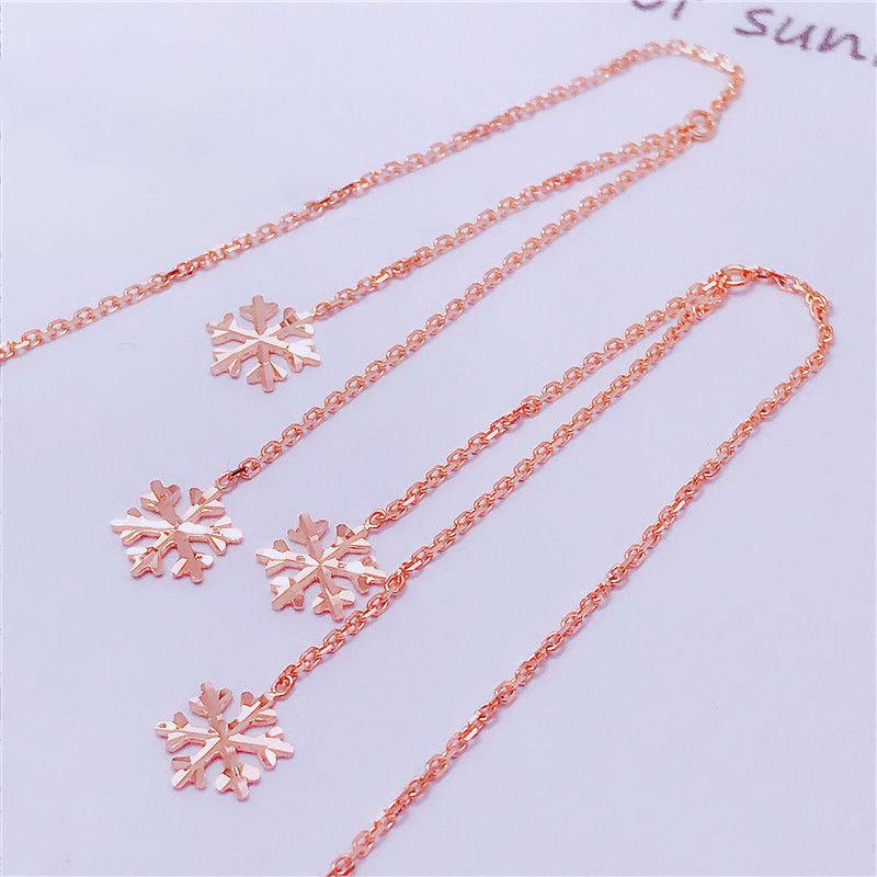 Фиолетово-золотые блестящие серьги-снежинки с бахромой Модные серьги с покрытием из розового золота