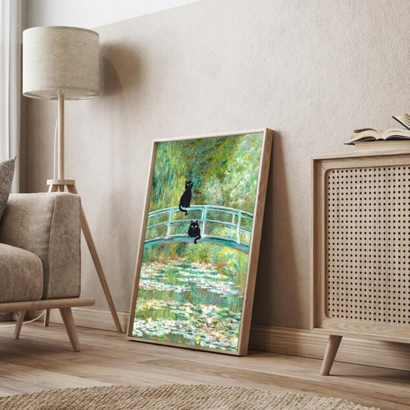 

Масляная живопись кошки в поле Классические винтажные постеры HD качества Настенное искусство Ретро постеры для домашнего декора комнаты 21cm×30cm NoFrame