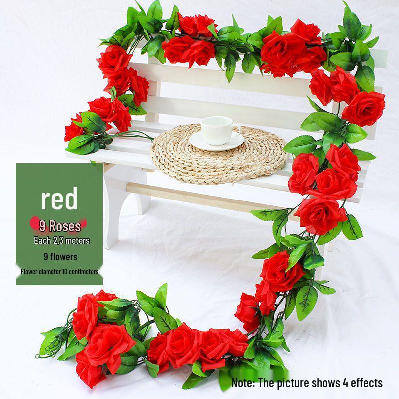 Artificial Rose Vine Garland for Air Conditioning Pipe Decoration