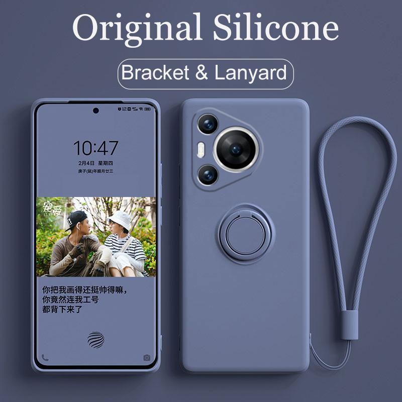 Magnetische Flüssigsilikon-Ringständer-Hülle für Huawei Pura 70 P70 P60 P50 P40 Mate 60 50 40 Pro Plus Nova 11 10 Honor 90 80 70 60
