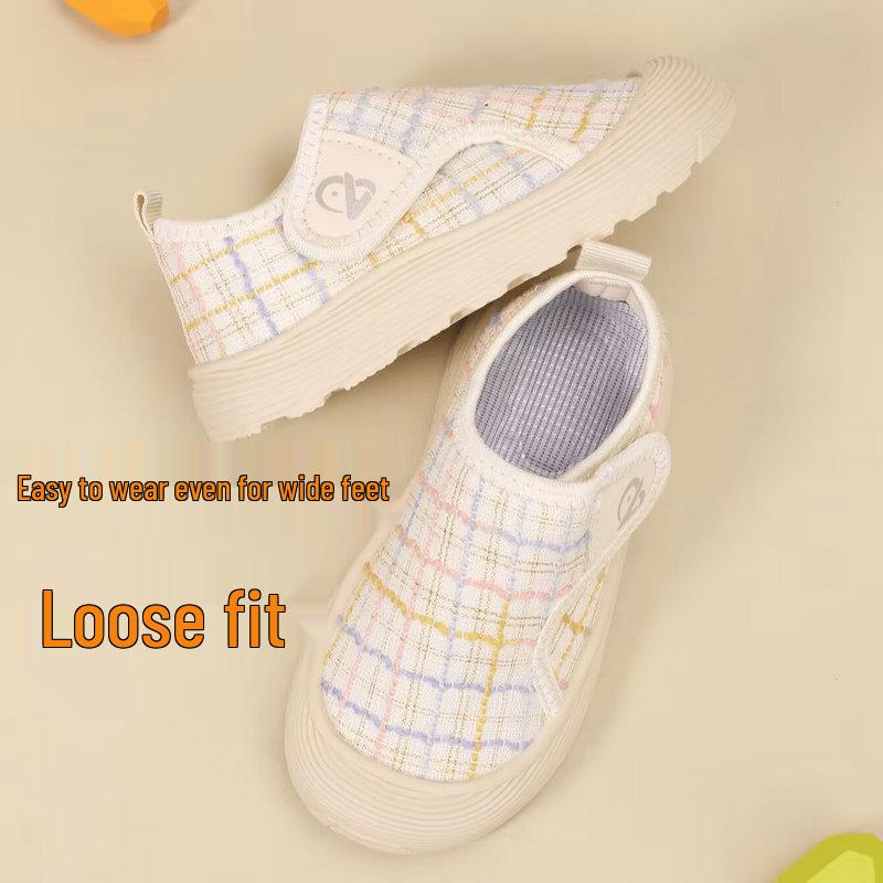 Wide-Fit Canvas Shoes for Kids, Breathable Spring/Summer, Soft Sole, Boys and Girls' Indoor Shoes