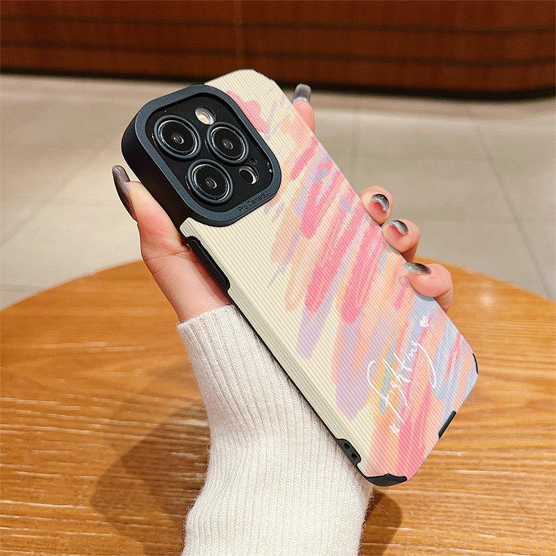Vertical Leather Shell Colored Painting Printed Patterned Shockproof Soft Silicone Case with Camera Lens Full Protection for IPhone Samsung