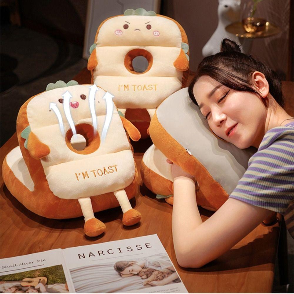 

Double-sided Goose Office Nap Pillow Plush&Ice Silk Toast Pillow Stuffed Toy Winter Grey