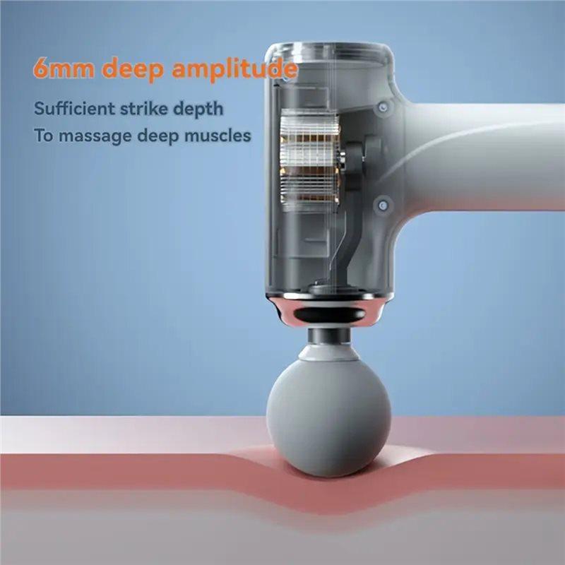 ABBP-A Portable Electric Fascia Massage Gun, 4 Replaceable Massage Heads, 6-Speed Mode Adjustment, Deep Tissue Impact Muscles