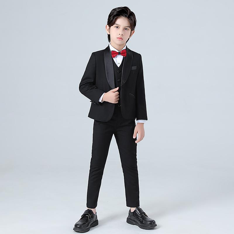 Fashionable Boys' Solid Color Blazer Suit for Piano Performance and First Birthday