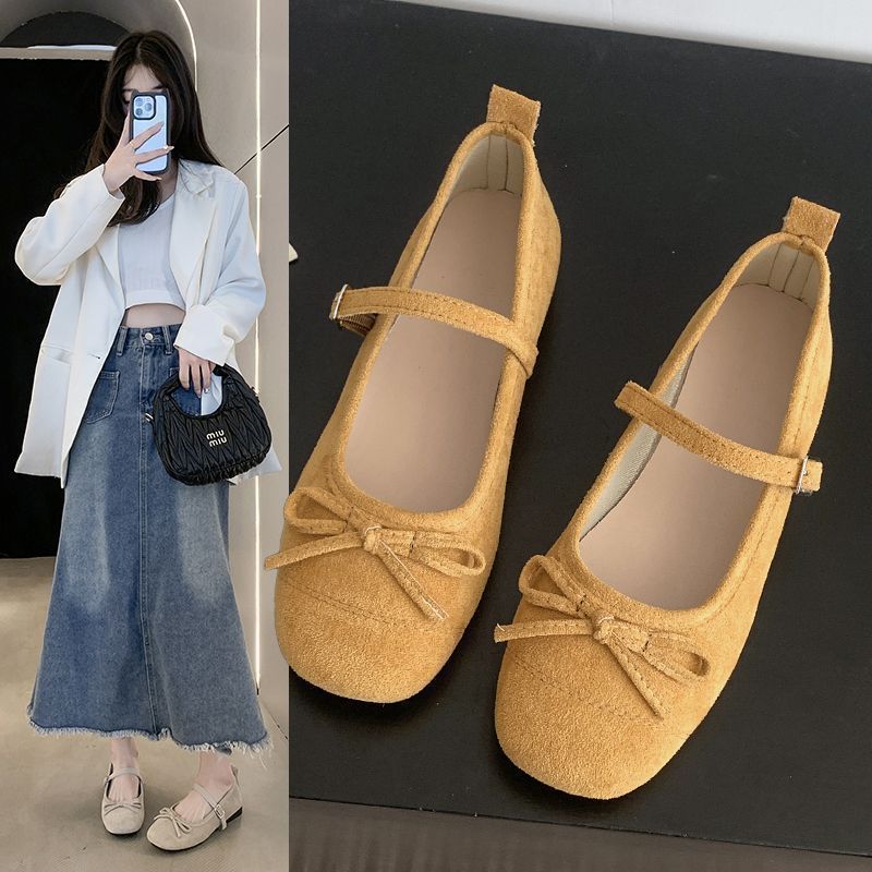 French retro single shoes women's bow new Mary Jane shoes spring gentle ballet shoes single shoes skirt