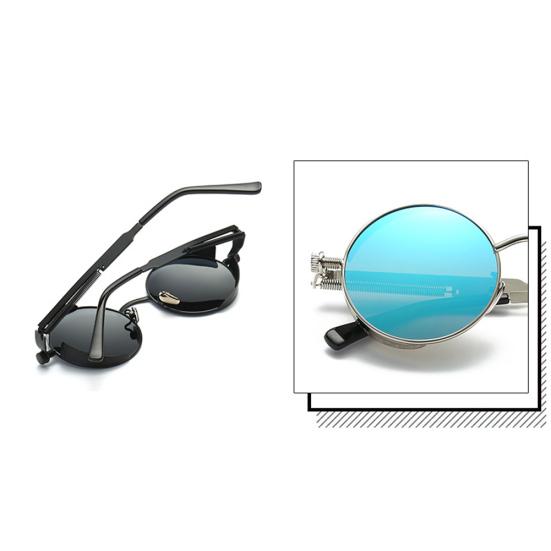 Herren Damen Retro Vintage Brille Steampunk Rund Metall UV400 Brillen Sonnenbrille