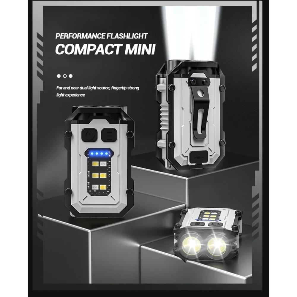 Clip-On Flashlight Rechargeable Mini EDC Keychain Torch,Compact Pocket COB Flash Light for Hiking Camping Fishing Holiday Gifts