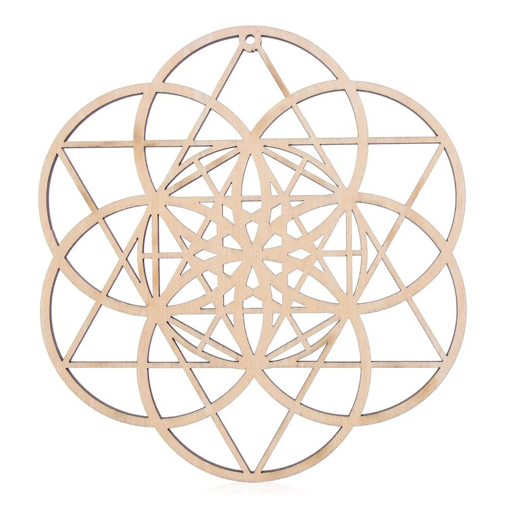 14cm/30.5cm Flower of Life Energy Mat Laser Cut Wooden Crafts Wall Sign Art Home Decor Handmade Coasters Geometry Ornament