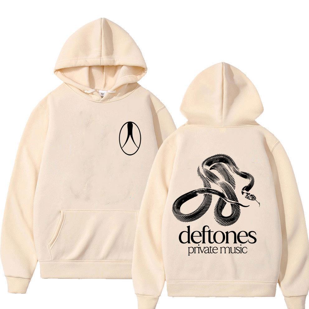 Rockband Deftones Private Music Schlange Grafik Hoodie Herren Damen Lässig Fleece Baumwolle Vintage Hoodies Herren Übergroße Streetwear S khaki