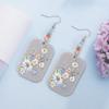 Light Gray Retro Geometric Flower Print Acrylic Earrings for Women