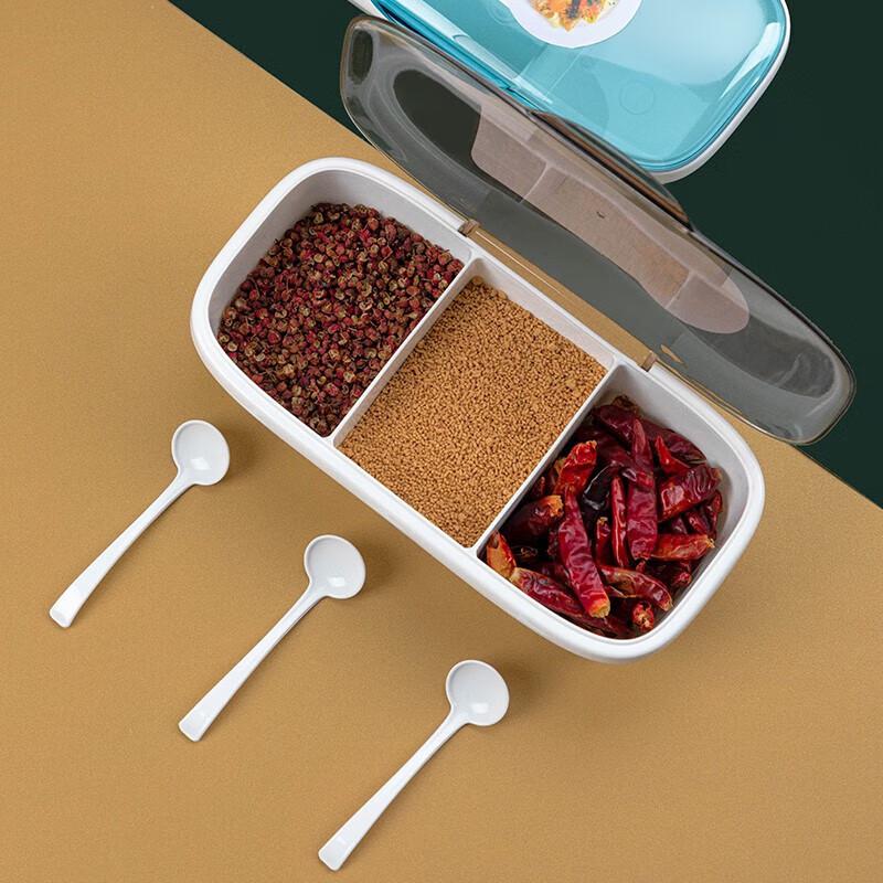 Chahua 3-Grid Spice Storage Box with Spoon