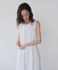 Ieoning Shirring Long Sleeveless Dress, White