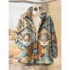 Womens Stand-Up Collar Fleece Sweatshirt With 3D Digital Floral Print Casual Long Sleeve Top Fall 2025