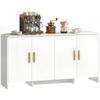 Kitchen Sideboard With 4 Shelves 4 Soft Close Doors 72 Inch TV Stand Cabinet 152x40x80 Cm White