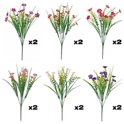 12Pcs Artificial Flowers Outdoor Spring Summer Autumn Plants Decor Wildflower Faux Fake Plants