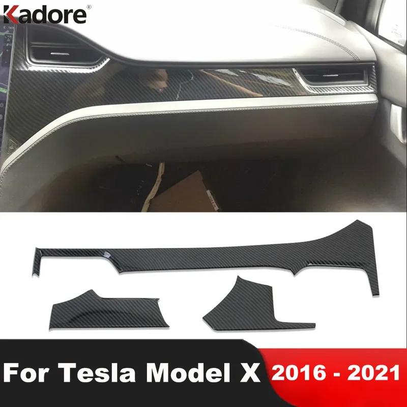 

For Tesla Model X 2016 2017 2018 Carbon Fiber Car Center Console Dashboard Panel Cover Trim Interior Accessories