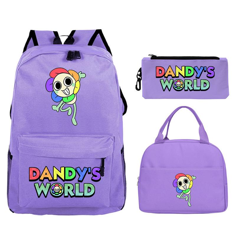 Dandy's world cartoon print fashion children's schoolbag set cross-border leisure student backpack three-piece set
