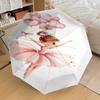 Pink Flower Balloon Ballet Girl Automatic Opening/Closing Umbrella - Portable Three-Fold Design with Iron Frame for Outdoor Use, Perfect Gif