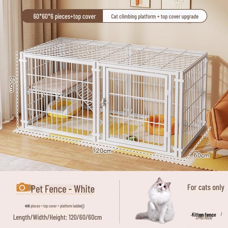 Cage pour chien de taille moyenne et grande avec clôture supérieure - Maison-villa pour chat et chien, Assemblage libre pour chats et chiens