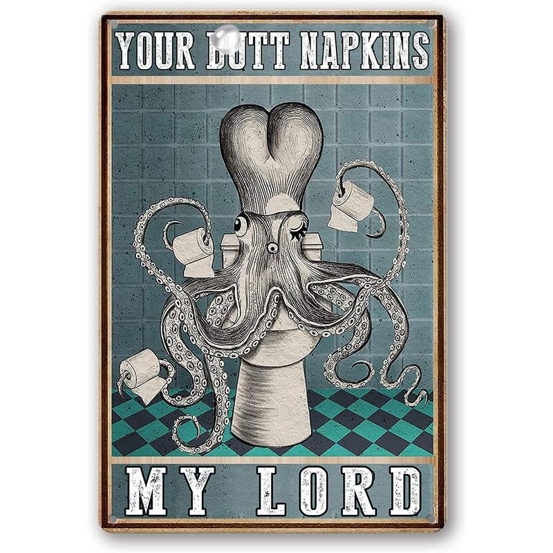 Funny Bathroom Metal Tin Sign Artwork Wall Decor Your Butt Napkins My Lady My Lord Decoration for Home Hotel Cafe Pub Wall Decor
