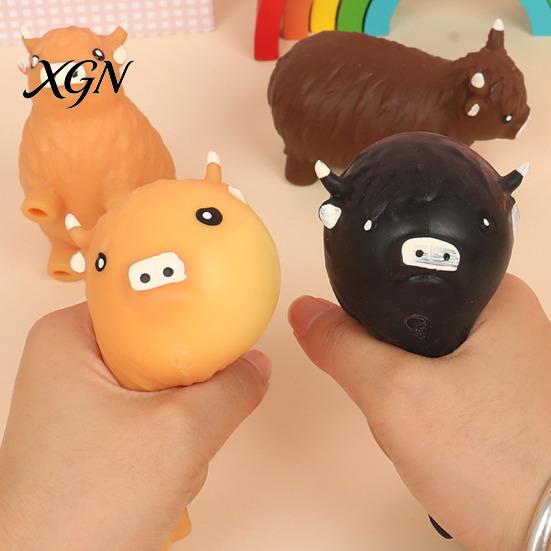 Relaxation Hand Toy Highland Cow Squeeze Anxiety Relief Cattle Sensory Soft Stretchy Animal Pinch Home Office Tool Stress