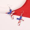 American Independence Day Flag Cross Oil-dripping Alloy Earrings with Red, Blue and White Stripes