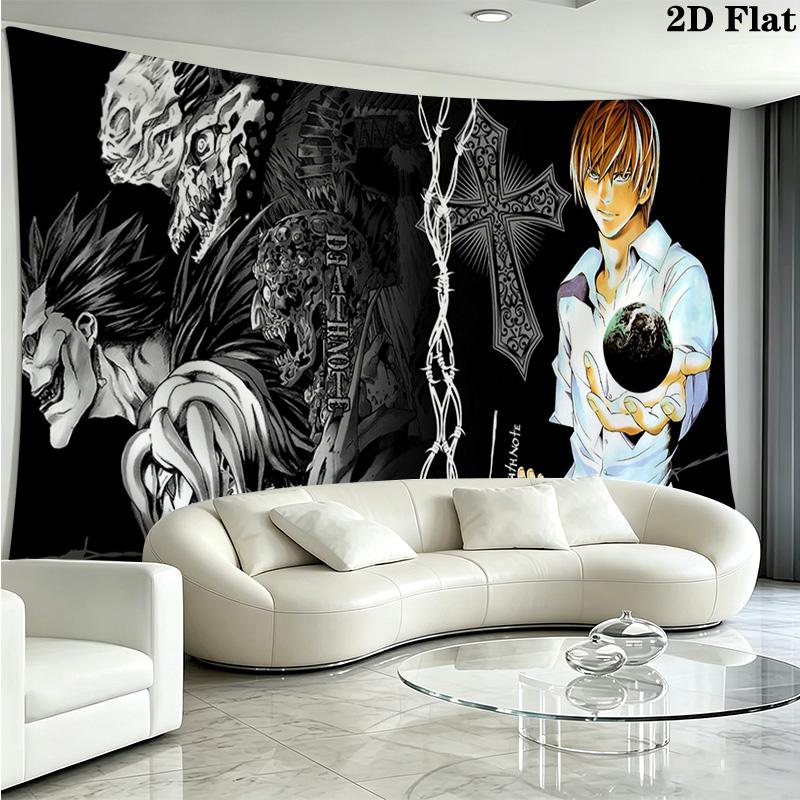 Death Note Anime Wall Tapestry Aesthetic Wall Hanging Printed Fabric Blanket Decorative Tapestries for Bedroom Living Room Home Decor