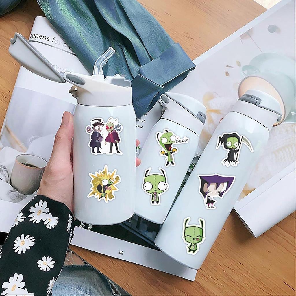 50pcs Invader Zim Stickers Funny Cartoon Anime Stickers for Kids Journal,Cute Aesthetic Cartoon Vinyl Waterproof Decals for Water Bottle Skateboard La