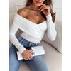 IHUASU Women's Fashion Casual Solid Color Print V-Neck Long Sleeve Blouses & Shirts